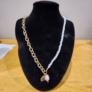 Handmade beaded and gold plated necklace